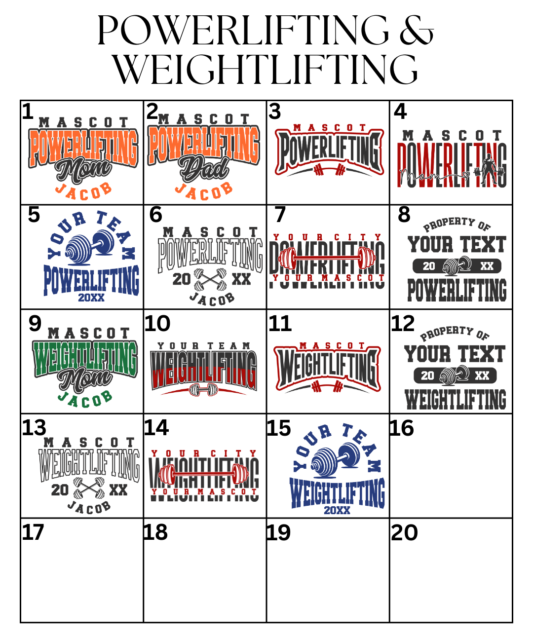 Custom Powerlifting & Weightlifting Designs DTF TRANSFER