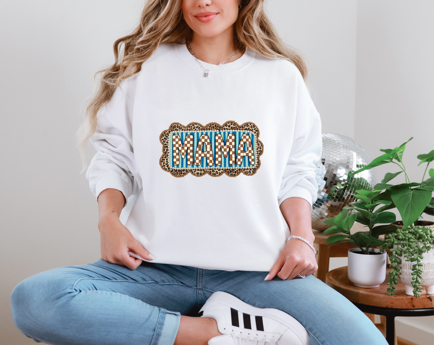 Mama Checkered Pearls Leopard DTF TRANSFER