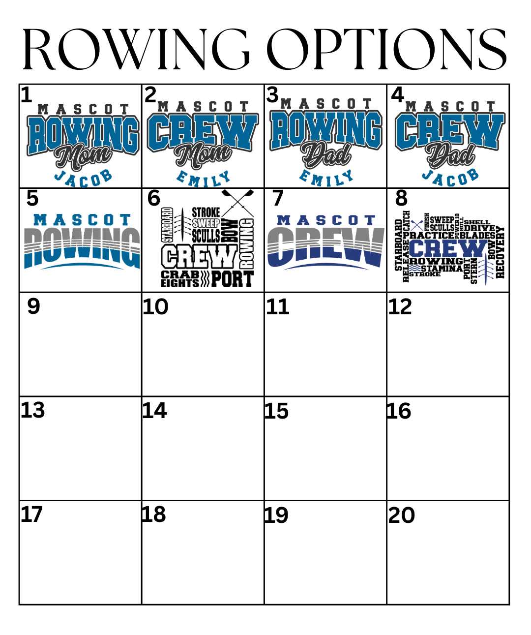 Custom Rowing Designs DTF TRANSFER