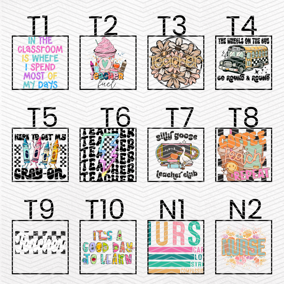 OCCUPATIONS $2 Transfers - LIVE SALE ONLY Printed Transfers Unlimited Quantities Flat Rate Shipping $10 via UPS Final Sales No Returns or Exchanges