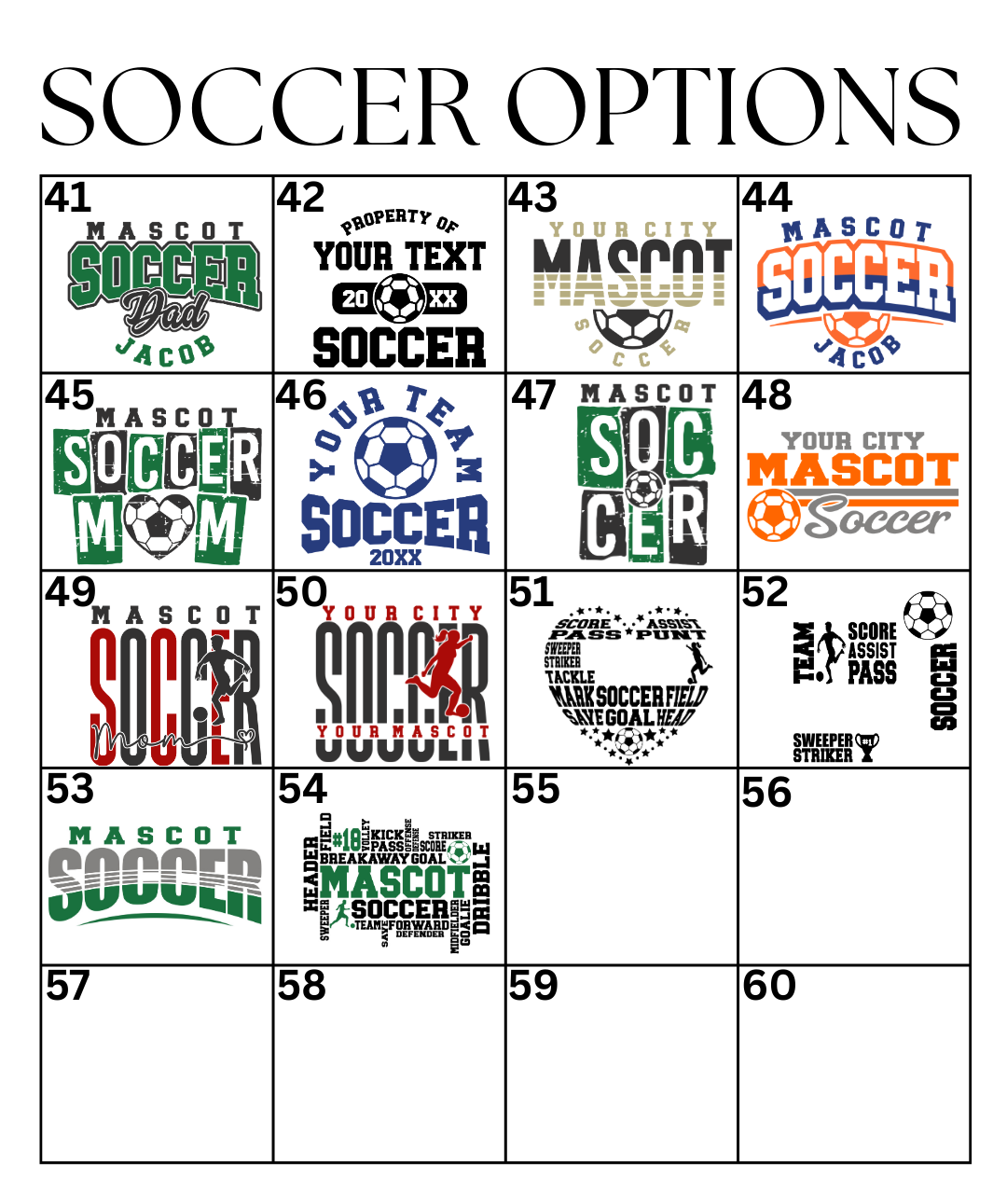 Custom Soccer Designs DTF TRANSFER