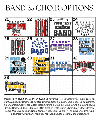 Custom Band & Choir Designs DTF TRANSFER
