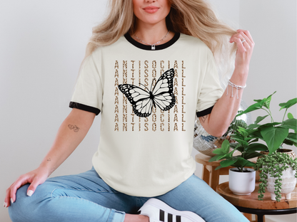 Antisocial Butterfly Black DTF TRANSFER