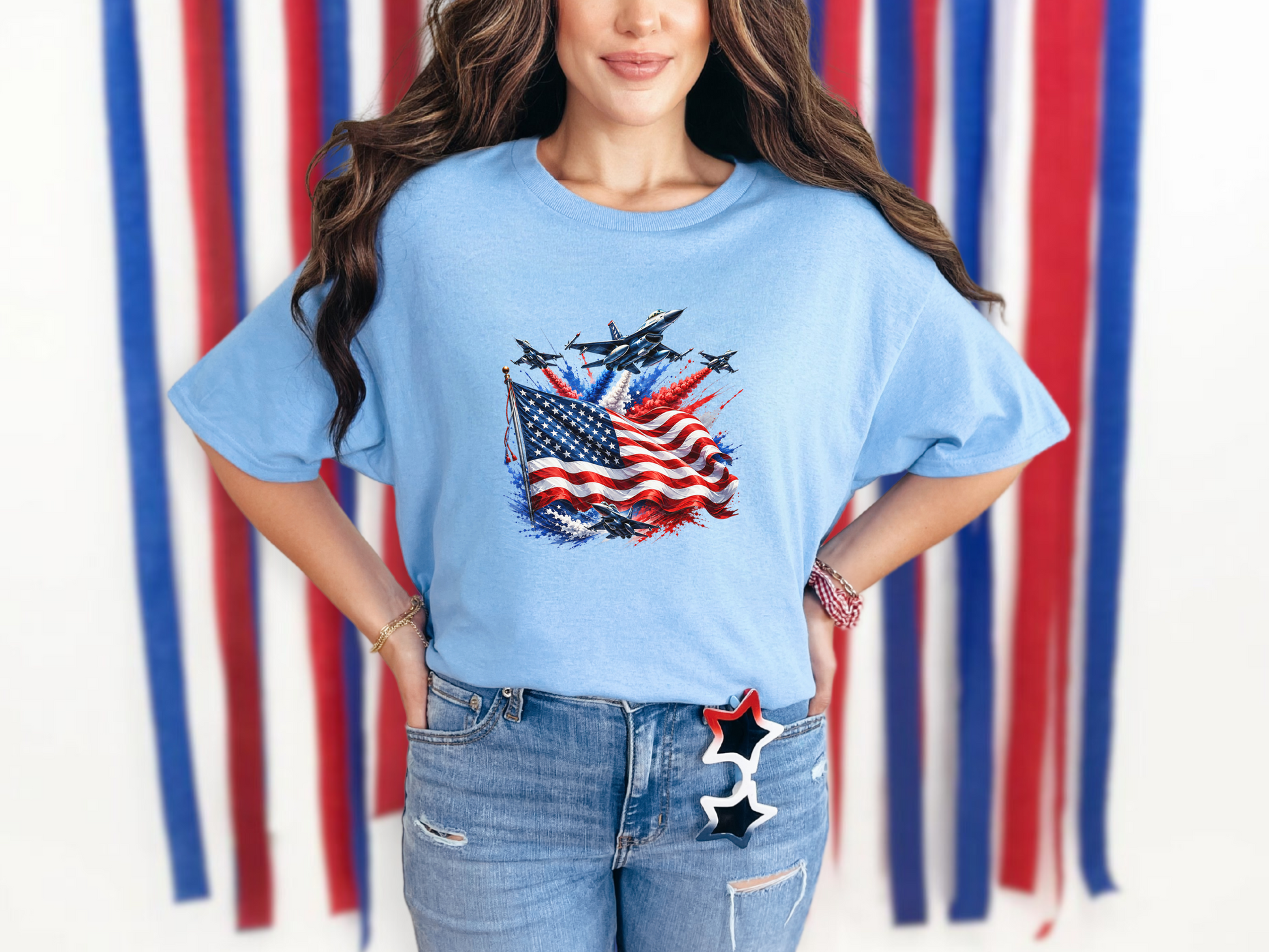 Patriotic Jets Flag DTF TRANSFER