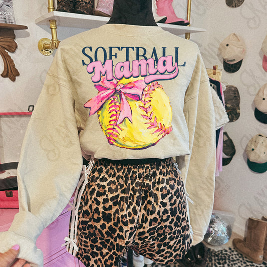 Softball Mama Pink Watercolor DTF TRANSFER