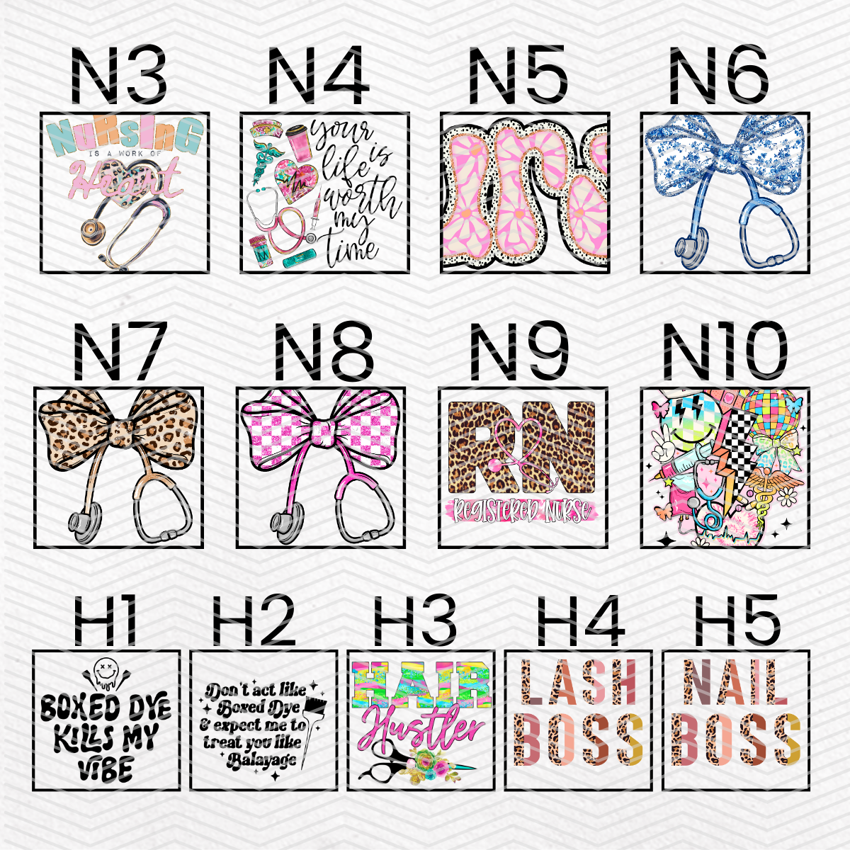 OCCUPATIONS $2 Transfers - LIVE SALE ONLY Printed Transfers Unlimited Quantities Flat Rate Shipping $10 via UPS Final Sales No Returns or Exchanges