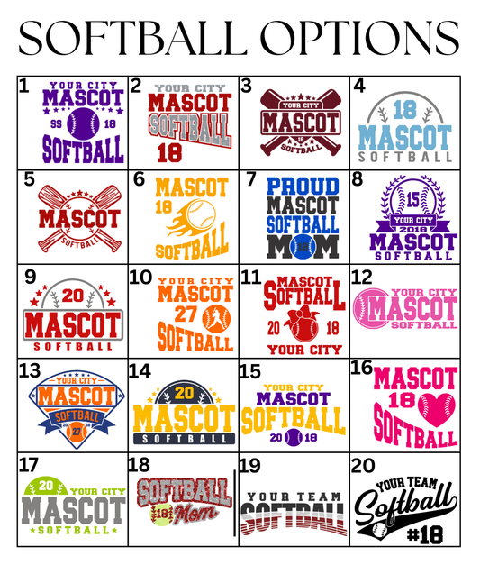 Custom Softball Designs DTF TRANSFER