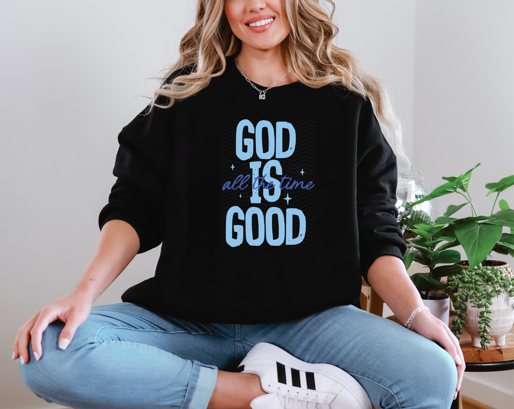 God Is Good All The Time Blue DTF TRANSFER