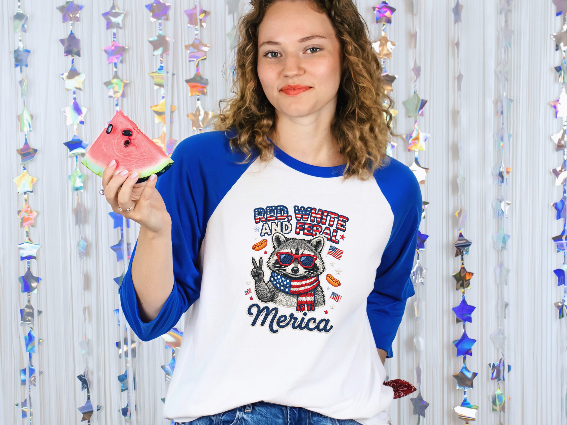 Red White And Feral Merica Raccoon DTF TRANSFER