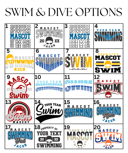 Custom Swim & Dive Designs DTF TRANSFER