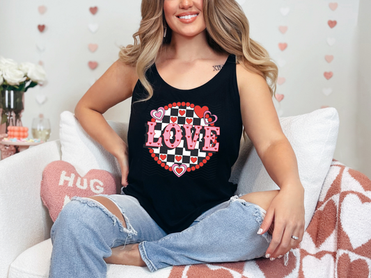 Love Checkered Circle DTF TRANSFER