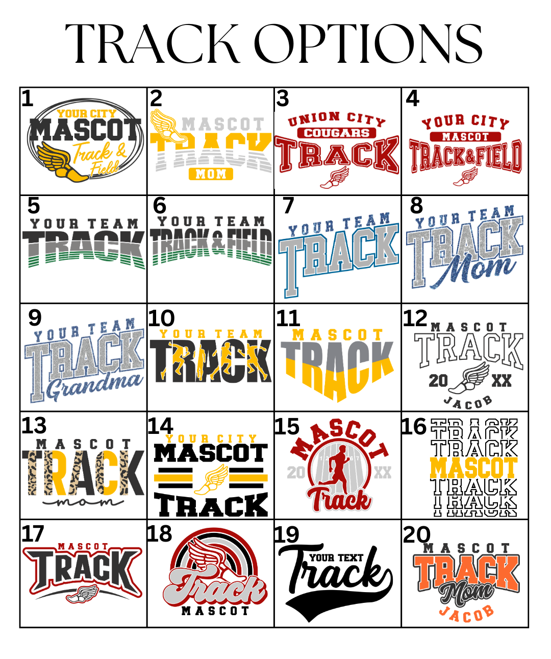 Custom Track & Field Designs DTF TRANSFER