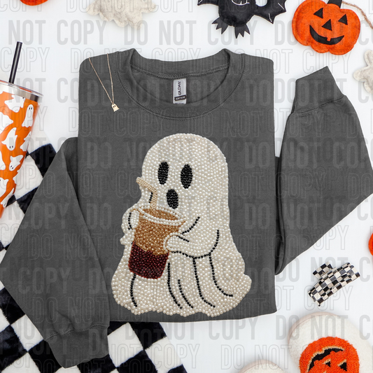 GHOST COFFEE FAUX PEARLS DTF TRANSFER