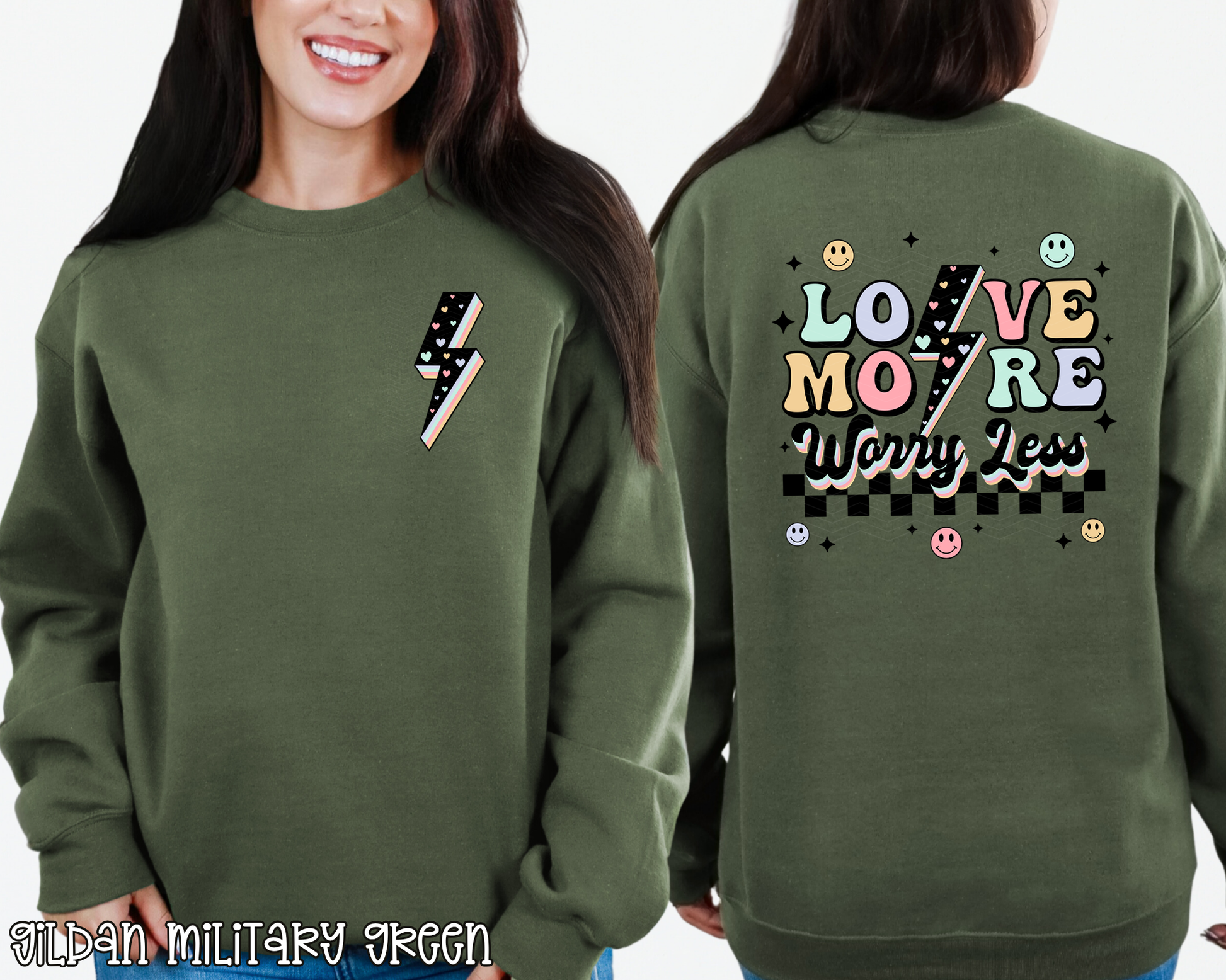 Love More Worry Less Back Pocket DTF TRANSFER