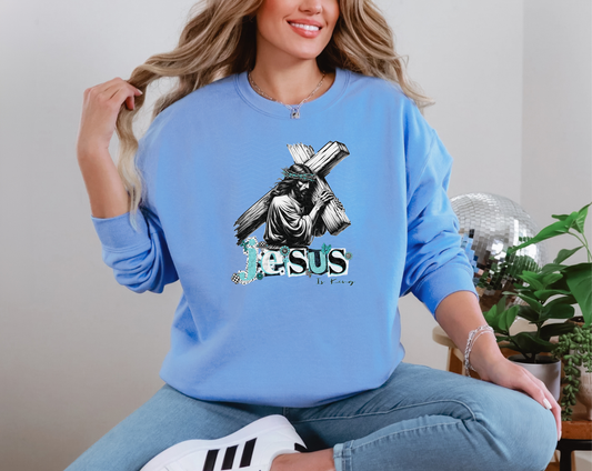 Jesus is King Bearing Cross DTF TRANSFER