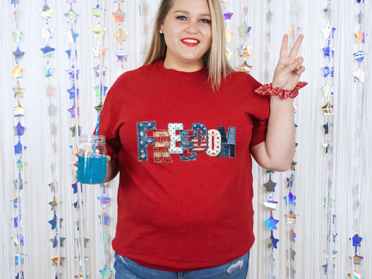 Patriotic Freedom Denim DTF TRANSFER