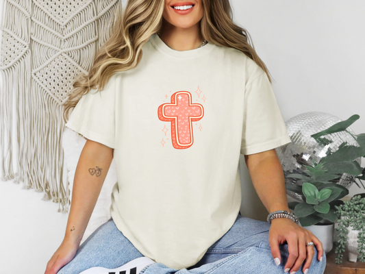 Heart Cross sparkles DTF TRANSFER