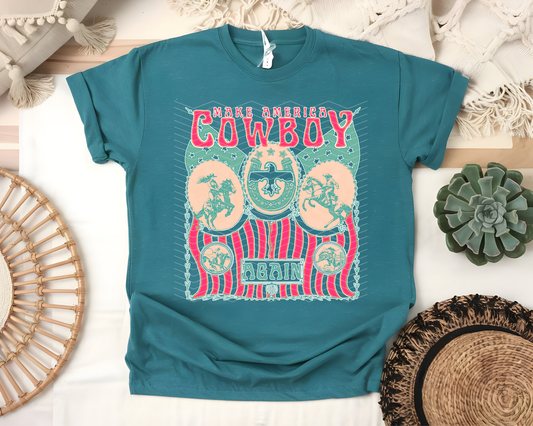 Make America Cowboy Again Cream Outline DTF TRANSFER
