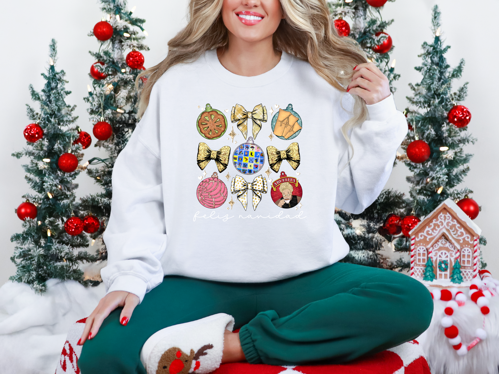 Feliz Navidad Mexican Ornaments White DTF TRANSFER