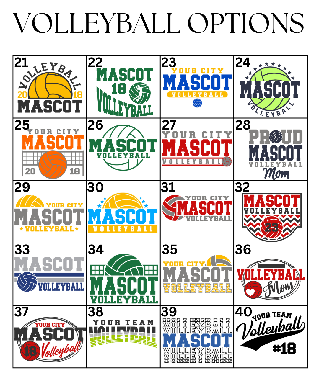 Custom Volleyball Designs DTF TRANSFER