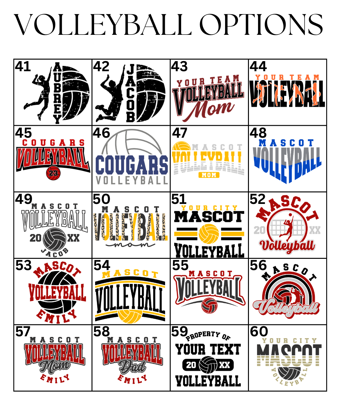 Custom Volleyball Designs DTF TRANSFER