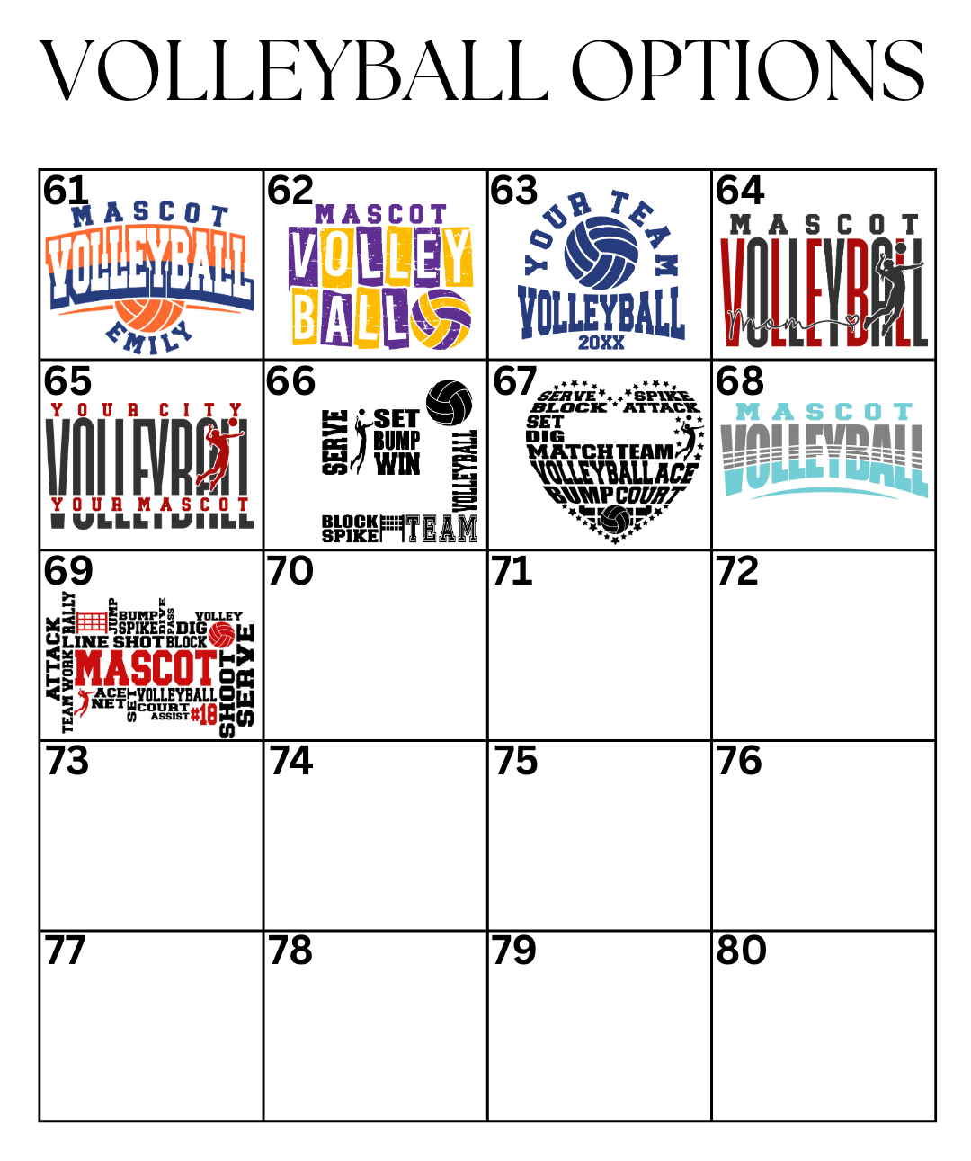 Custom Volleyball Designs DTF TRANSFER