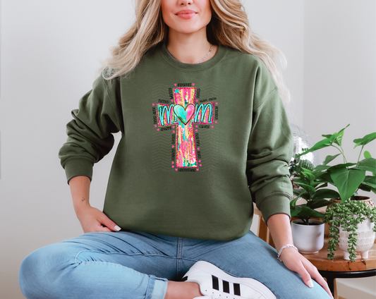 Mom Pink Brushstroke Cross DTF TRANSFER
