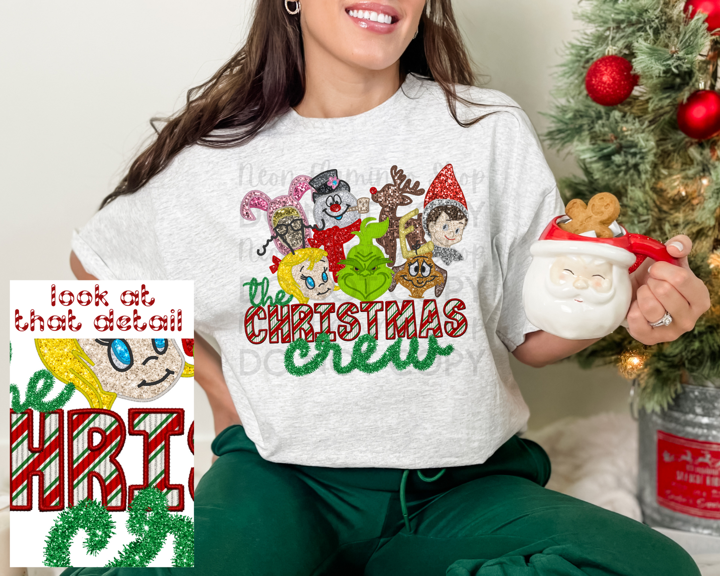 The Christmas Crew Faux Embroidery DTF TRANSFER