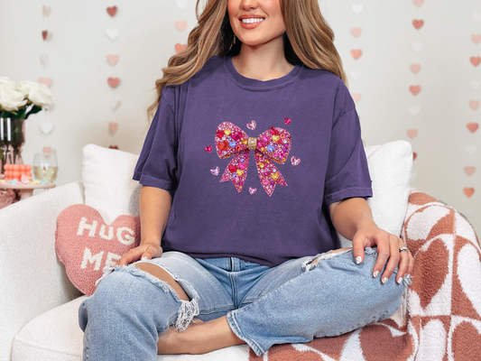 Rhinestone Heart Bow DTF TRANSFER
