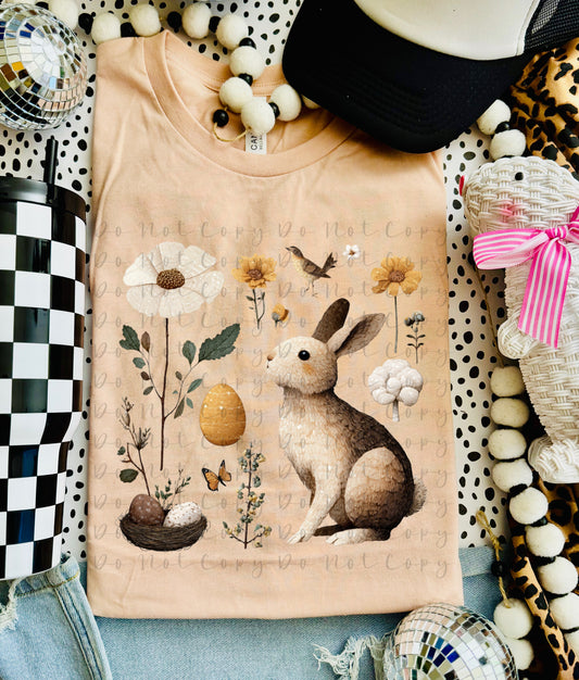 Easter Floral Straw Collage DTF TRANSFER