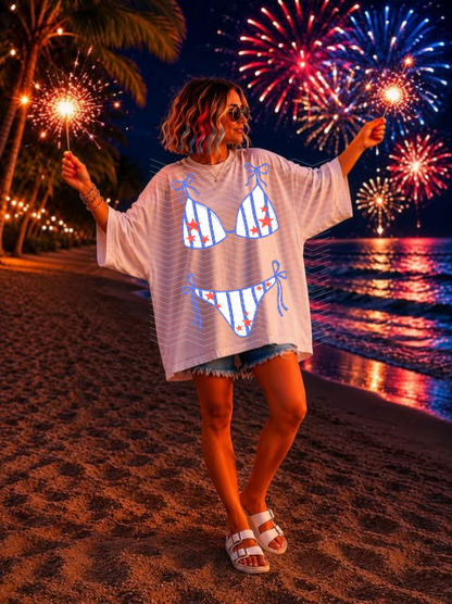 Swim Bottoms & Top Striped Stars DTF TRANSFER