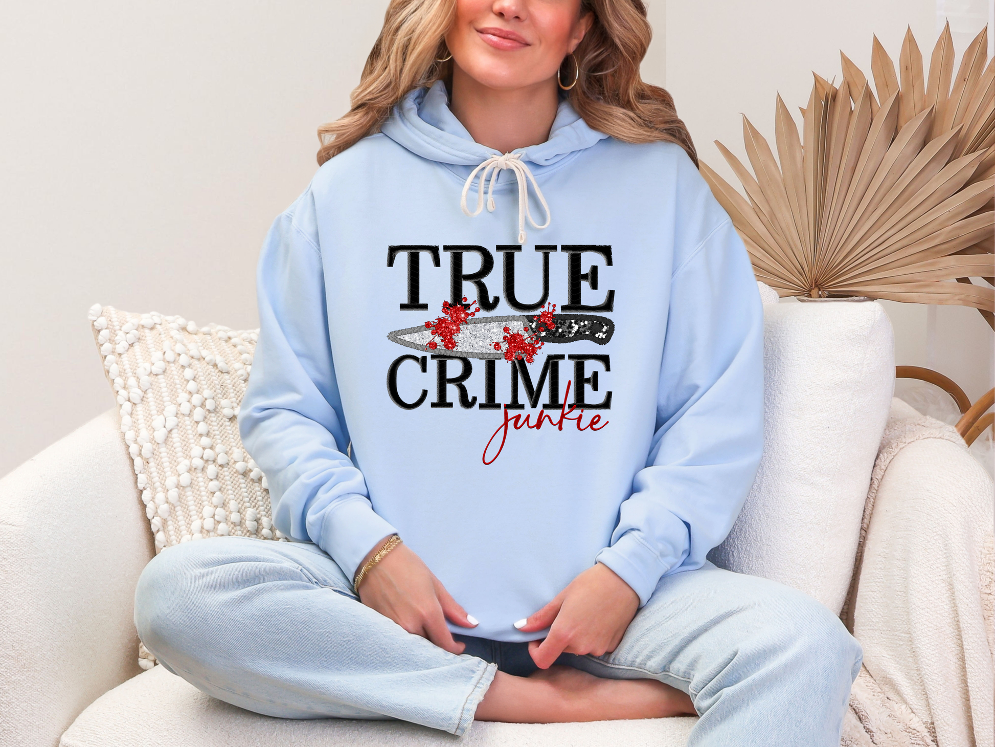 True Crime Junkie Faux Embroidery DTF TRANSFER
