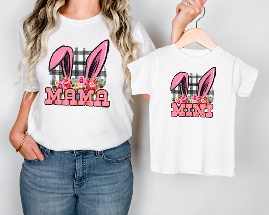 Mama & Mini Bunny Ears Plaid DTF TRANSFER