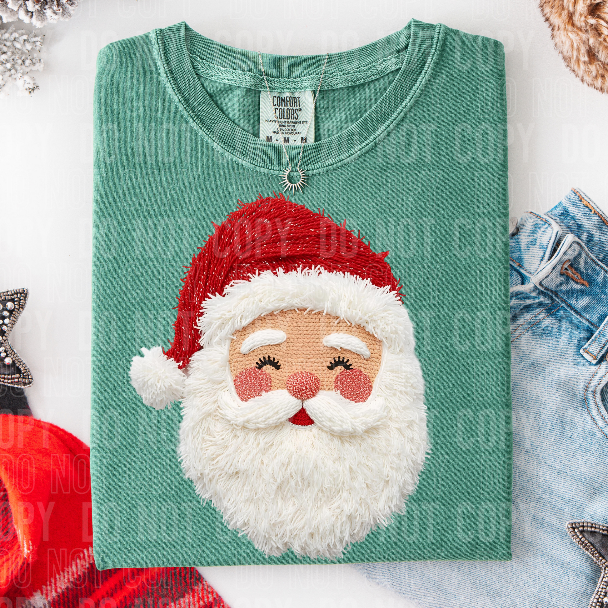 Faux Yarn Santa Light Skin DTF TRANSFER
