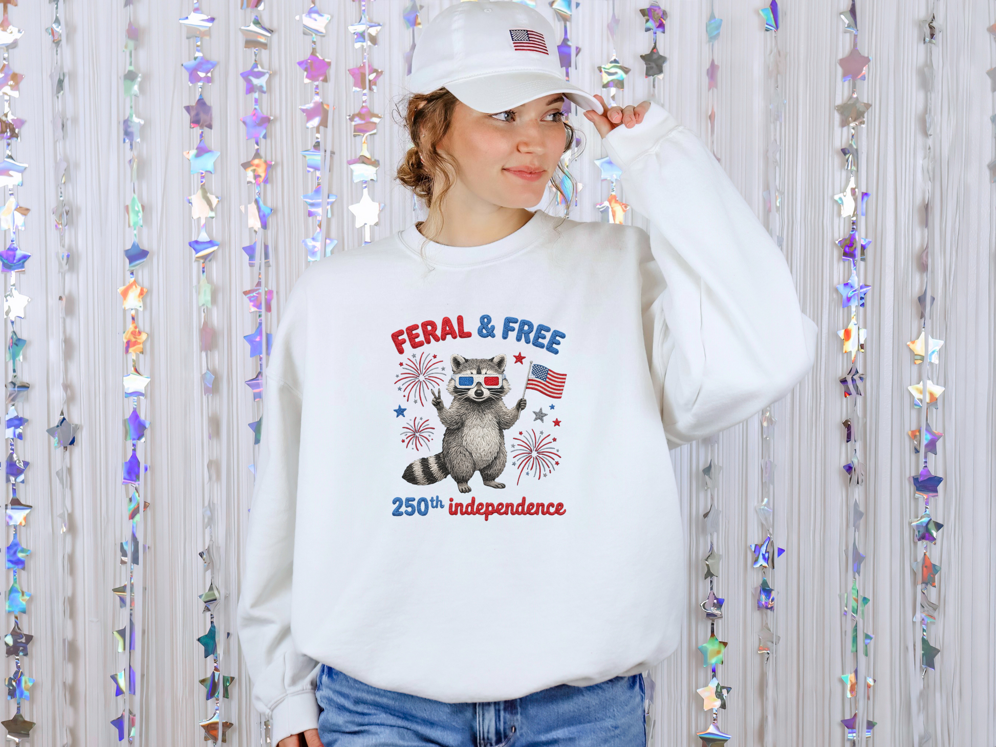 Feral & Free 250th Independence Raccoon DTF TRANSFER