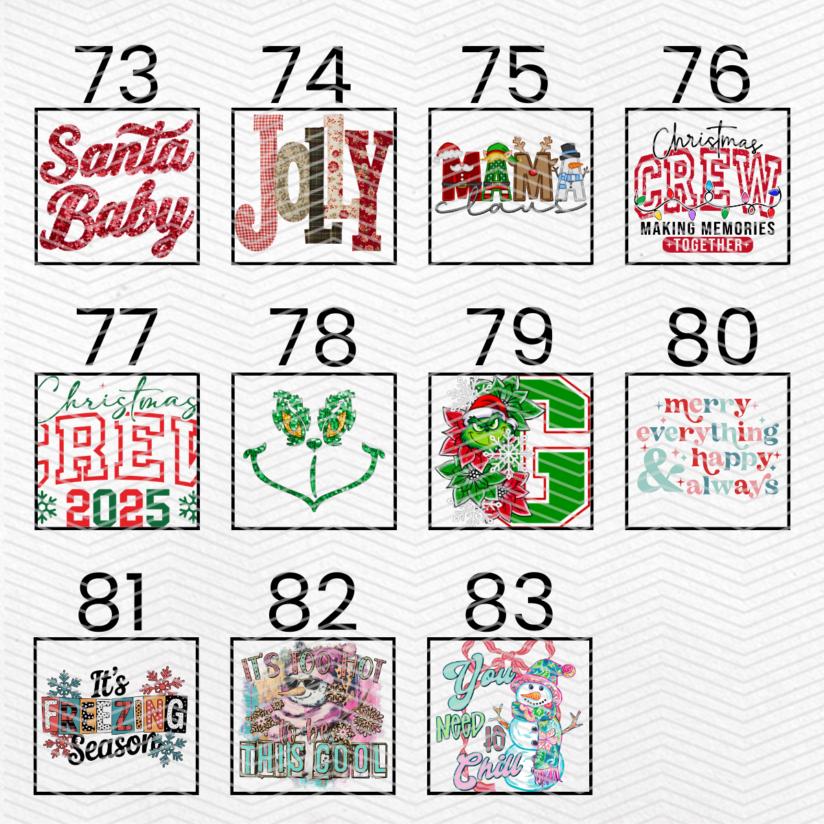 TRADITIONAL CHRISTMAS $2 Transfers - LIVE SALE ONLY Printed Transfers Unlimited Quantities Flat Rate Shipping $10 via UPS Final Sales No Returns or Exchanges