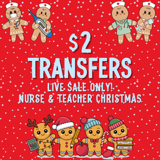 CHRISTMAS OCCUPATIONS $2 Transfers - LIVE SALE ONLY Printed Transfers Unlimited Quantities Flat Rate Shipping $10 via UPS Final Sales No Returns or Exchanges