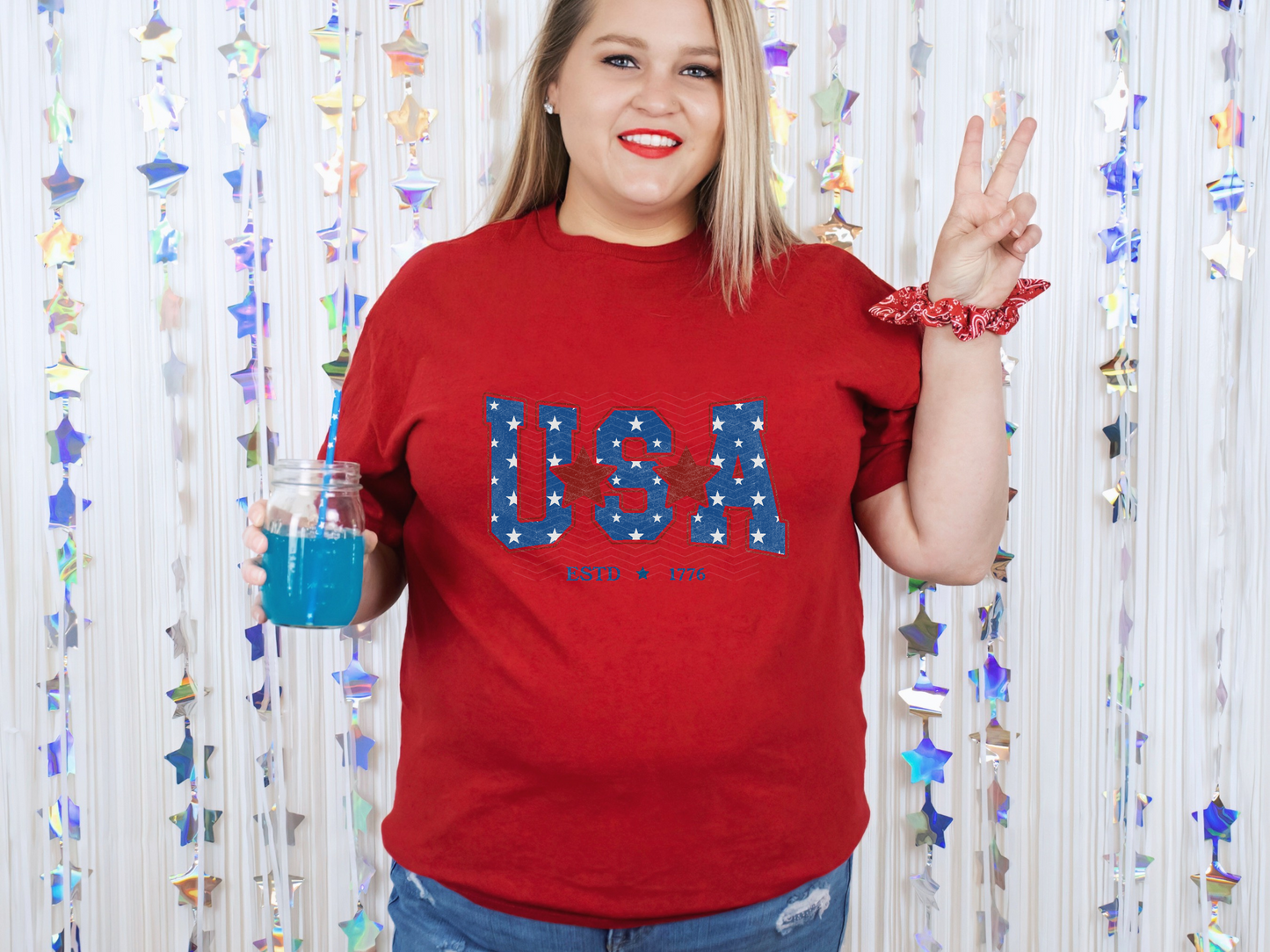 USA Estd 1776 Stars Royal Distressed DTF TRANSFER