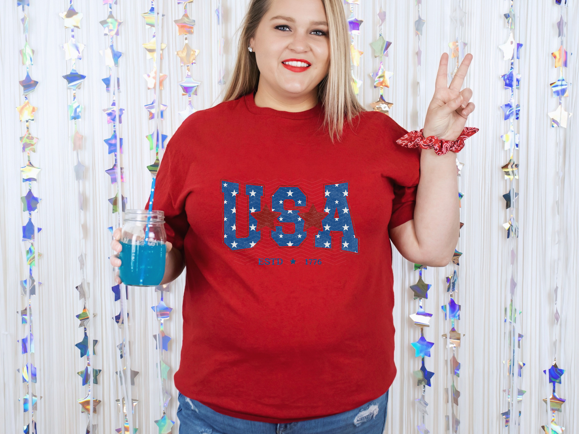 USA Estd 1776 Stars Royal Distressed DTF TRANSFER