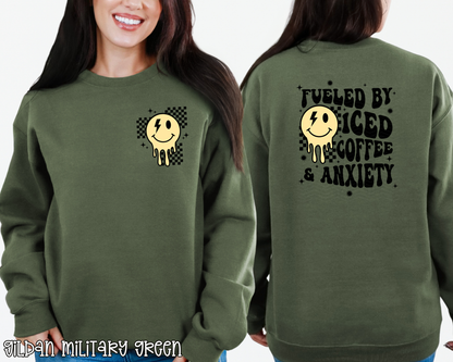 Fueled By & Anxiety Smiley Checkered DTF TRANSFER