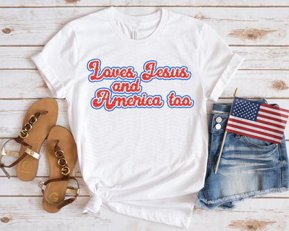 Loves Jesus And America Too RWB DTF TRANSFER