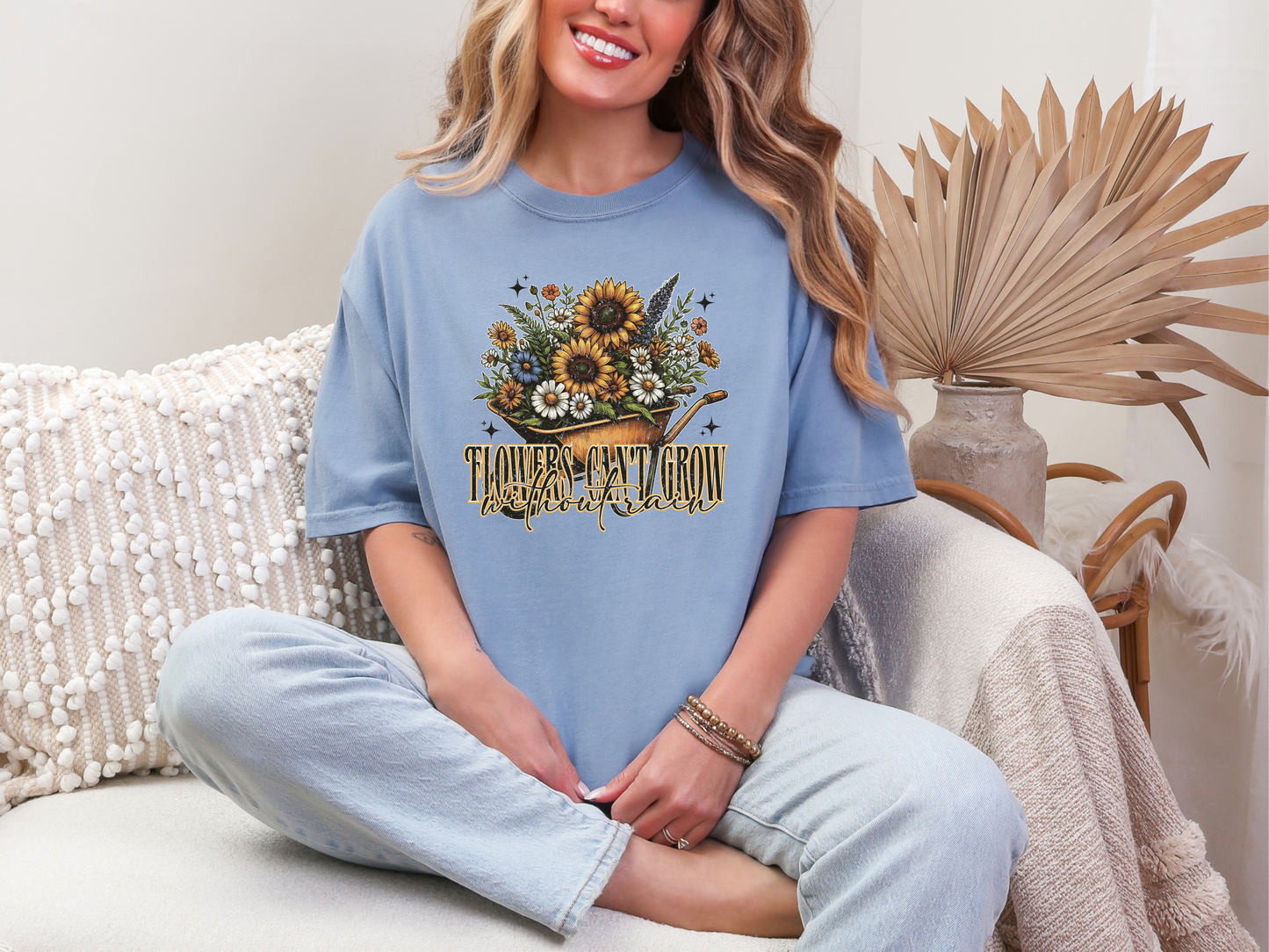 Flowers Can't Grow Without Rain DTF TRANSFER
