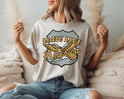 Long Live America Shield (Gold Black / Gold Brown) DTF TRANSFER