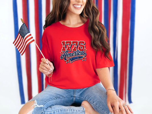 1776 America Faux Embroidery DTF TRANSFER
