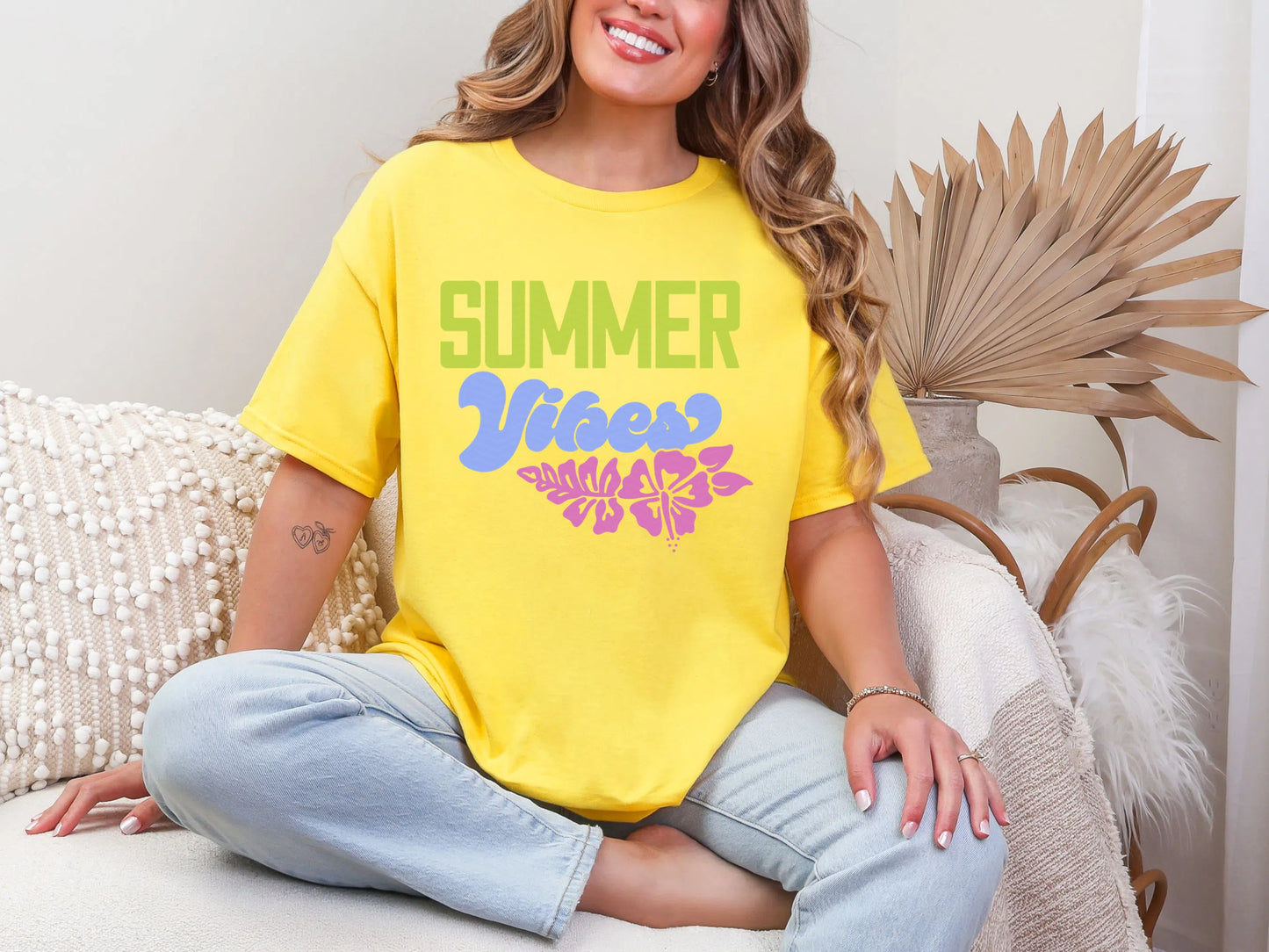 Summer Vibes Green Blue Pink DTF TRANSFER