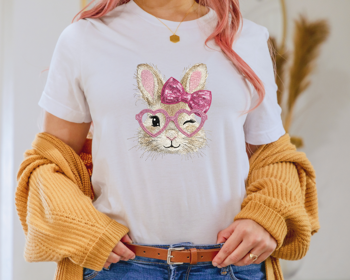 Bunny Pink Faux Yarn DTF TRANSFER