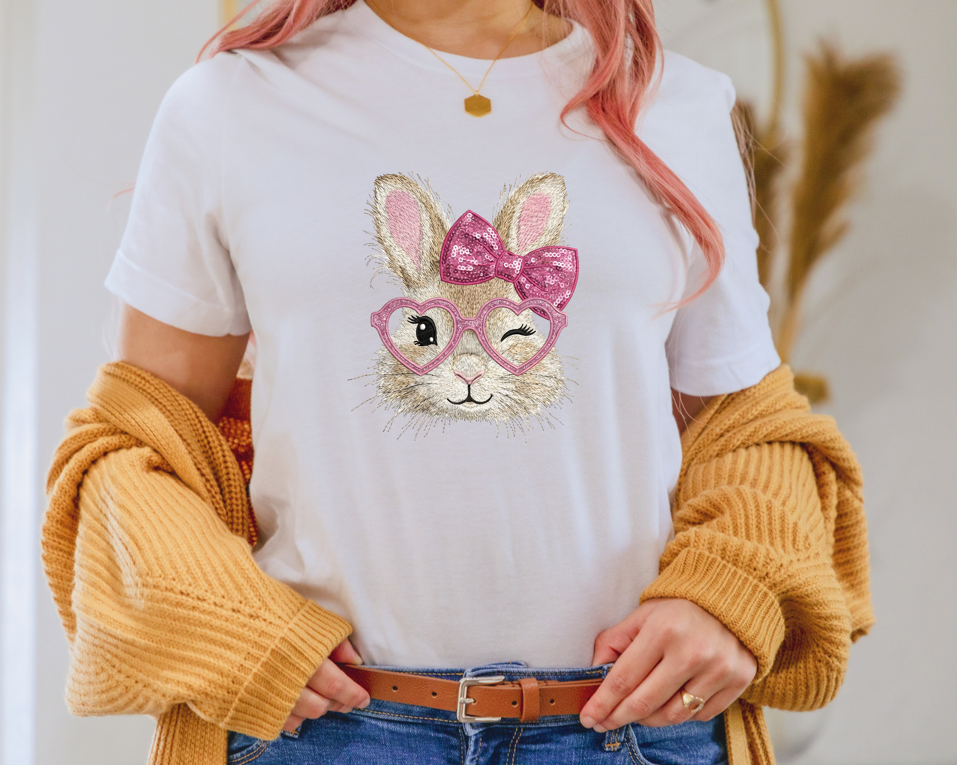 Bunny Pink Faux Yarn DTF TRANSFER