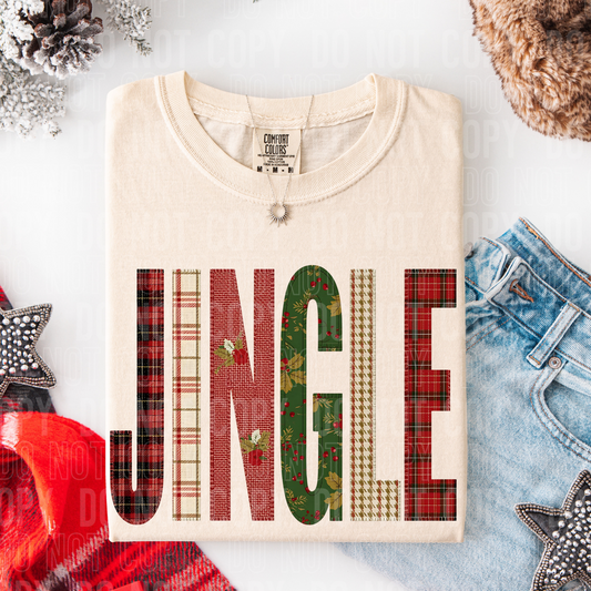 Jingle Christmas Patchwork DTF TRANSFER