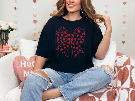 Valentine Heart Bow DTF TRANSFER
