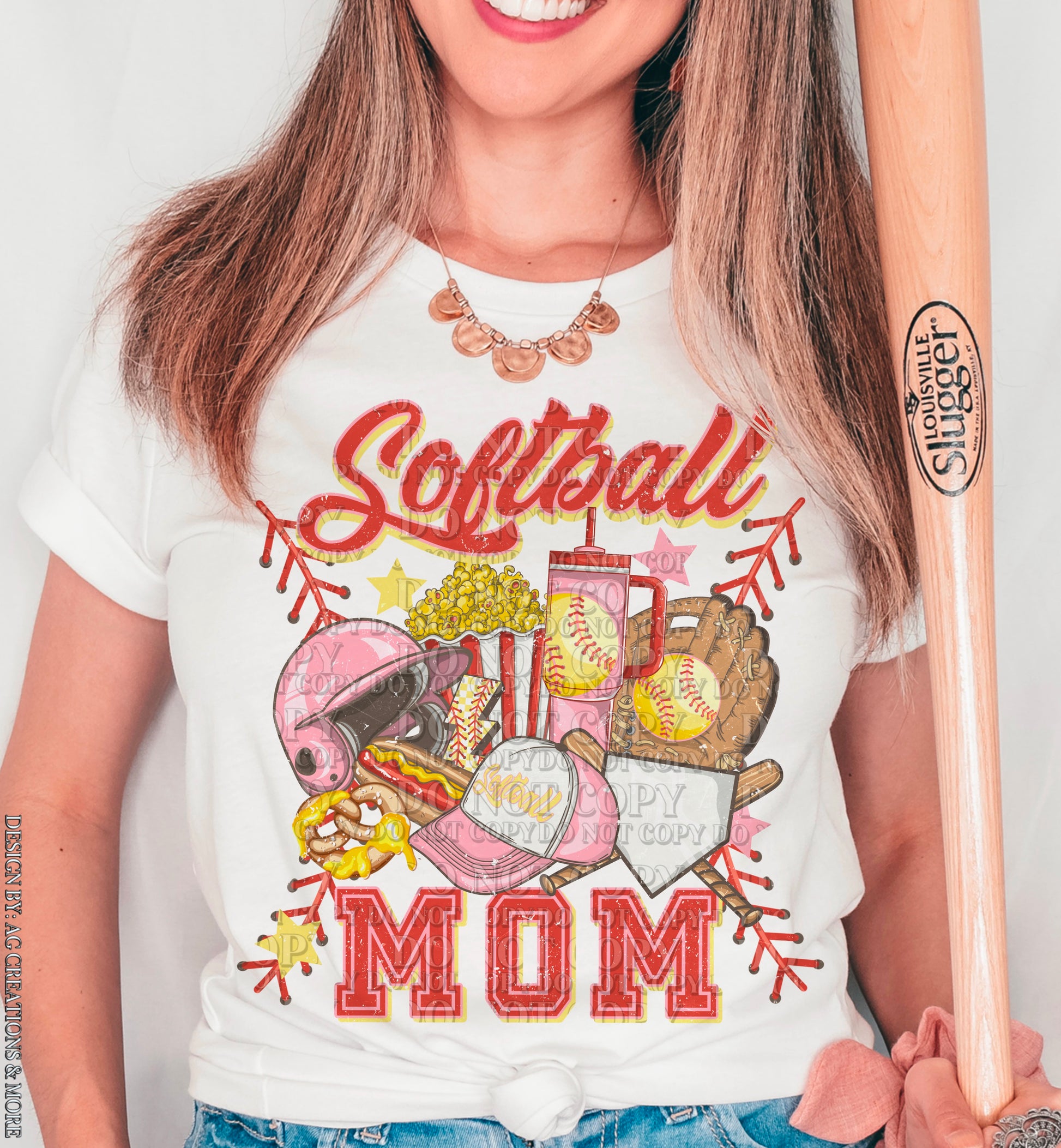 Softball Mom red stitch DTF TRANSFER